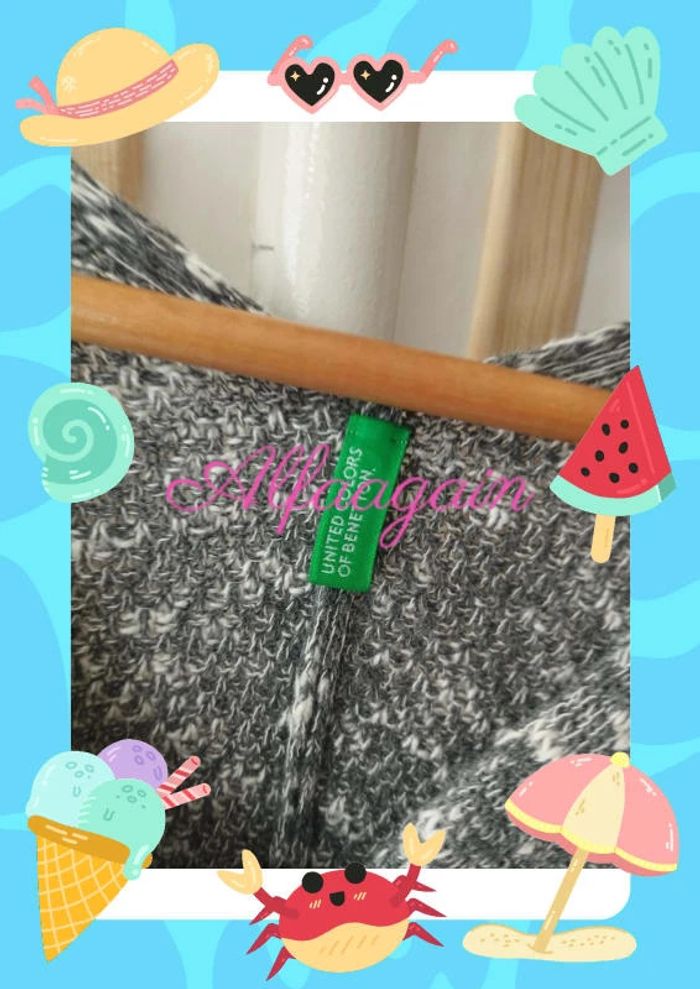 Gilet gris Benetton 6/7ans - photo numéro 4