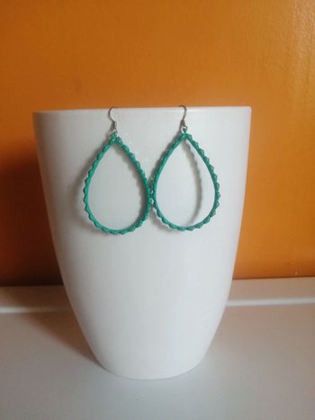 🌸Créoles allongées Acier turquoise "Tendance Acier" 🌸