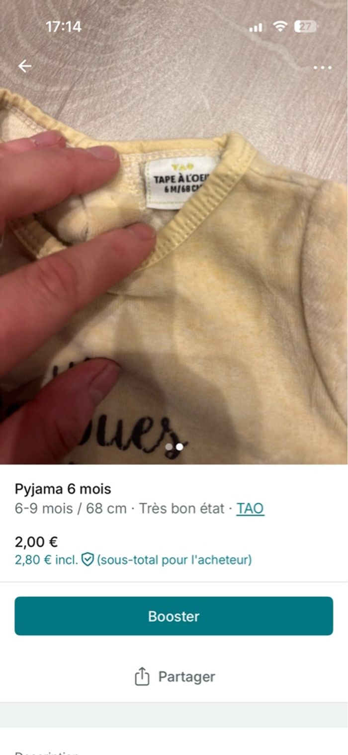 Pyjama 6 mois - photo numéro 2