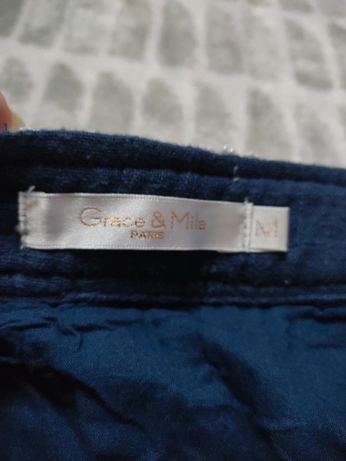 Jupe courte bleue marine Grace & Mila taille 38 M - photo numéro 4