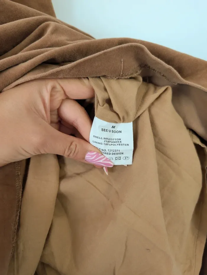 Robe en simili daim marron avec dentelle automne See U Soon Taille 38 - photo numéro 7