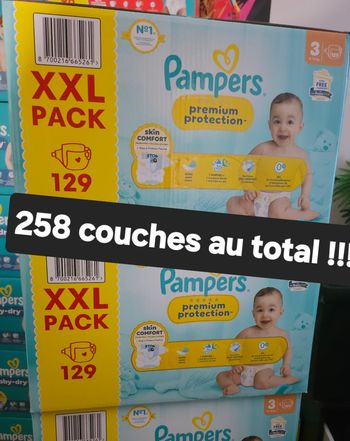 Lot de 2 packs XXL de couches pampers premium protection taille 3