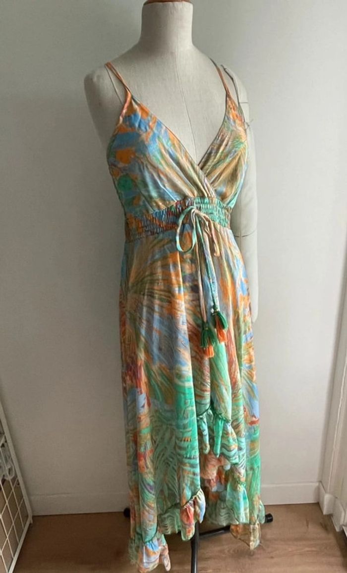 Robe d'été soie motif feuillage – M