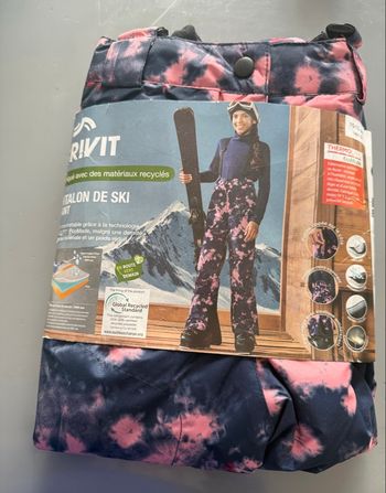 Pantalon de ski T 10-12 ans Crivit bleu marine et rose 