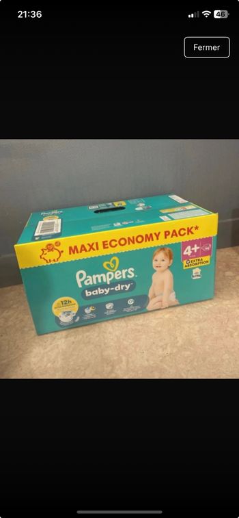 1 carton de couches Pampers taille 4+ 