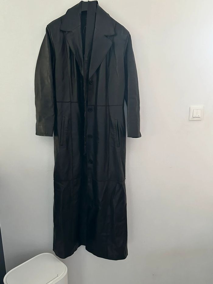 Veste longue en véritable cuir de vache - photo numéro 2