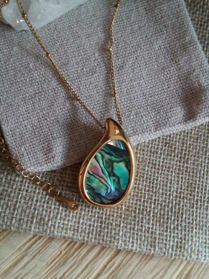 Collier Pendentif goutte d'ormeaux réversible - photo numéro 3