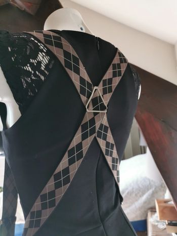 Bretelles losanges en X marron et beige