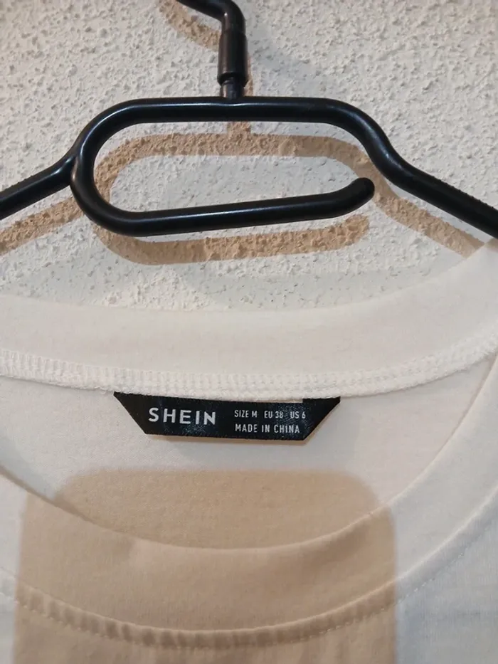 T-shirt femme blanc/noir basic " shein" taille m - photo numéro 3