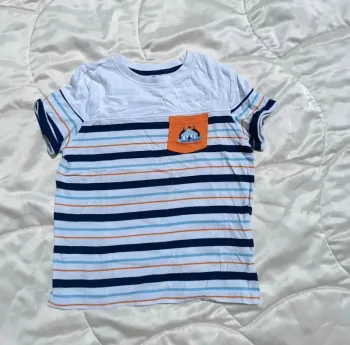 T-shirt manches courtes rayé bleu blanc et orange Sergent major 6 ans