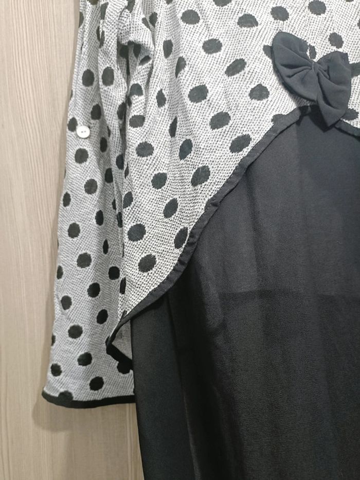 Blouse mi longue a pois noir - photo numéro 5