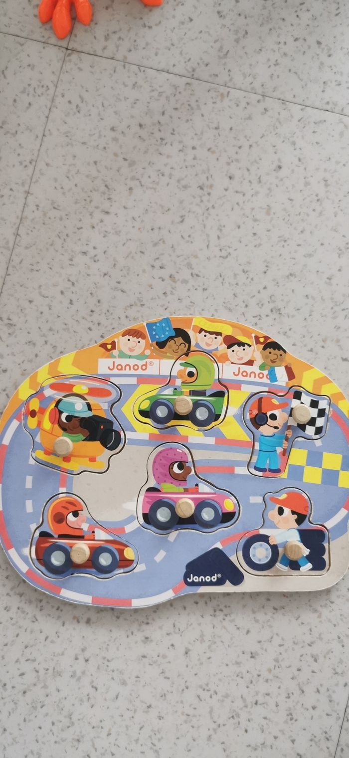 Puzzle en bois dinausore et course de vitesse janod - photo numéro 2