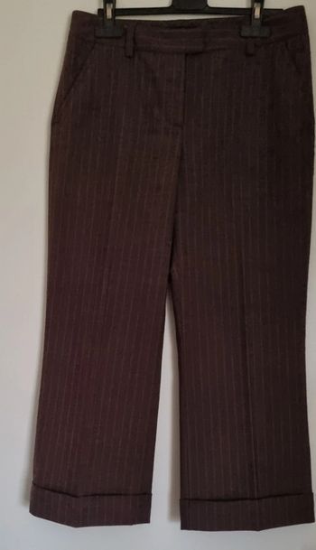Pantacourt à pinces à rayures marron