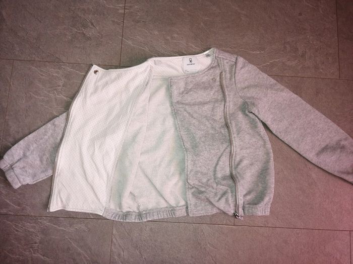 Gilet zipper okaidi taille 10 ans couleur gris pailleté - photo numéro 4