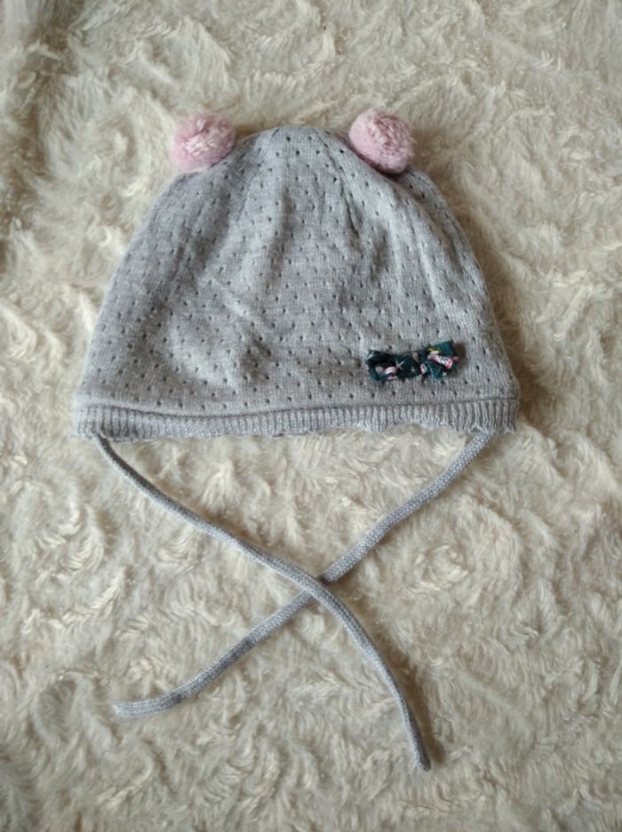Bonnet doublé avec deux pompons et un nœud Fille 45 Taille 1 Sergent major - photo numéro 2