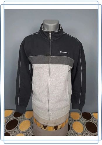 Veste légère /Track jacket Champion vintage noire et gris / homme - taille M / floqué (40)