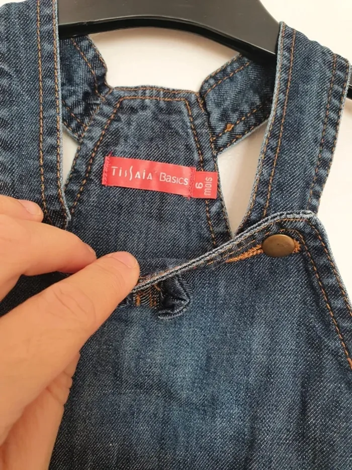 Salopette jupe jeans tissaia taille 6 mois - photo numéro 3