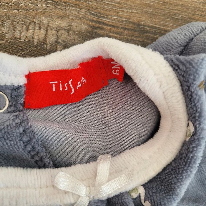 Tissaia- pyjama coton velours gris 6 mois - photo numéro 3