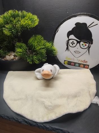 Doudou plat rond oie canard jaune bengy blanc Écharpe Bleu Orange Blanc Ancien