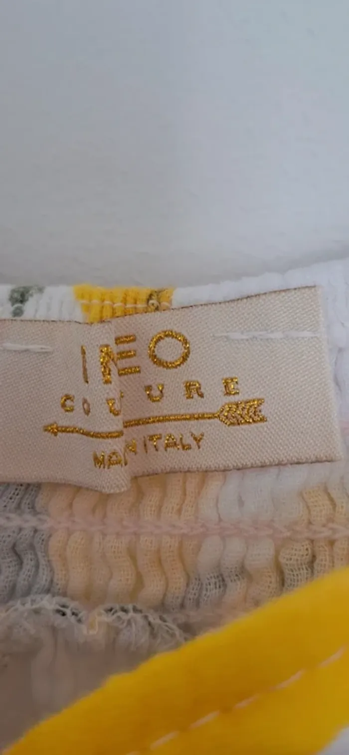 Caraco blanc en dentelle et gaze de coton motif citron esprit bohème chic neuf - photo numéro 5