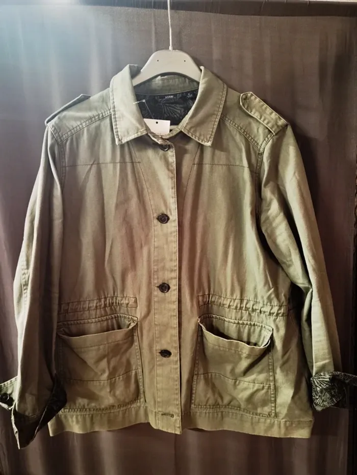 337822 veste en jeans kaki femme XL kiabi