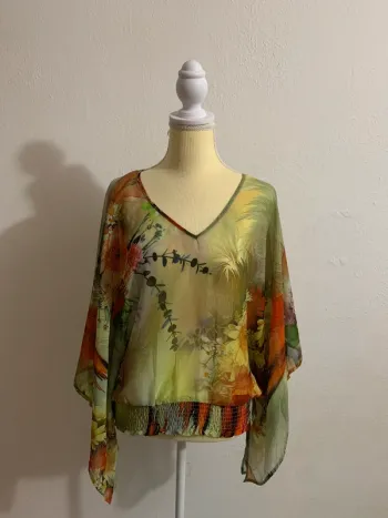 Blouse fluide imprimée fleurie Golden Days Paris – Taille M/L