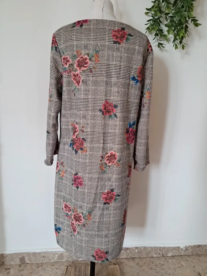 Robe droite à carreaux fleuris - photo numéro 4