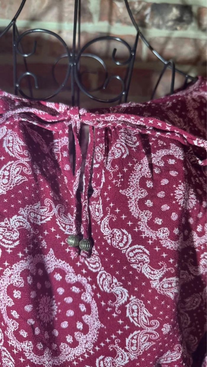 Haut manches longues bordeaux et blanc à perles H&M Taille S / 36 - photo numéro 5