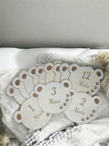 Cartes mois (12 mois) thème ourson