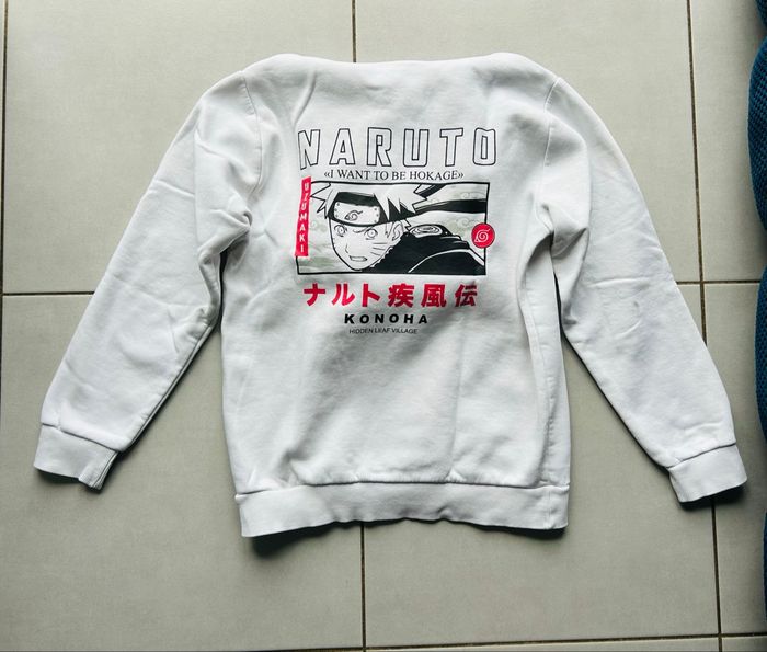 Sweat à capuche blanc Naruto 12 ans