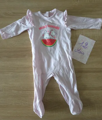 Pyjama coton Marie aristochat  rose 12 mois