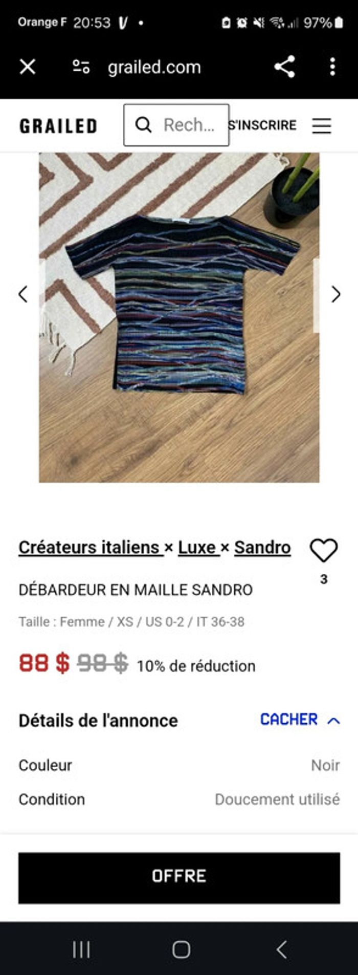 Magnifique t-shirt en maille sandro taille 38 - photo numéro 7