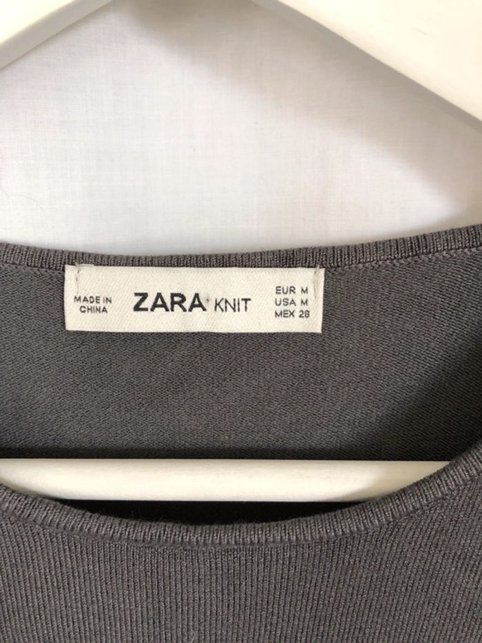 Top sans manches gris marron avec incrustations métalliques Zara taille 38 très bon état - photo numéro 14