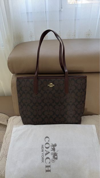 sac a main coach marron + porte monnaie 