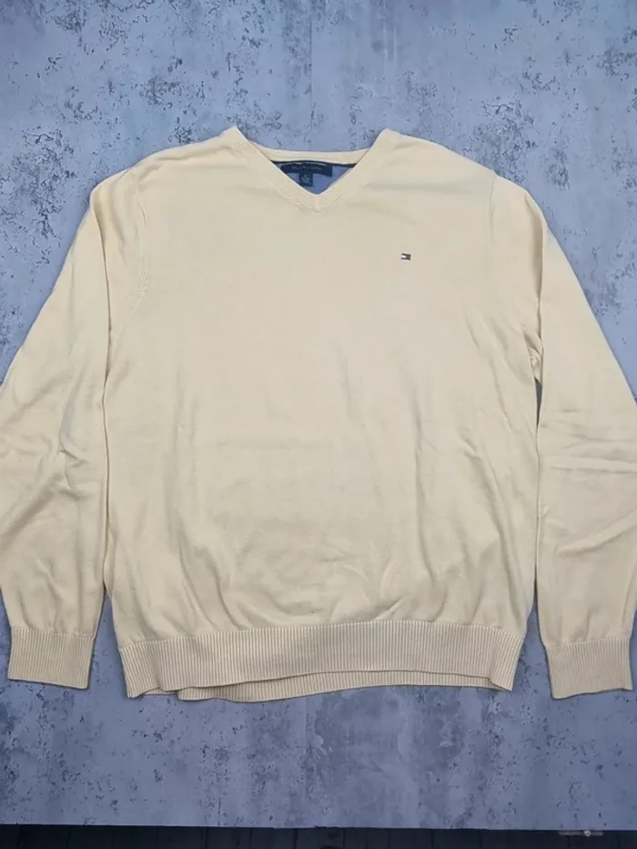 Pull col V Tommy Hilfiger jaune, XL Hommes - photo numéro 4
