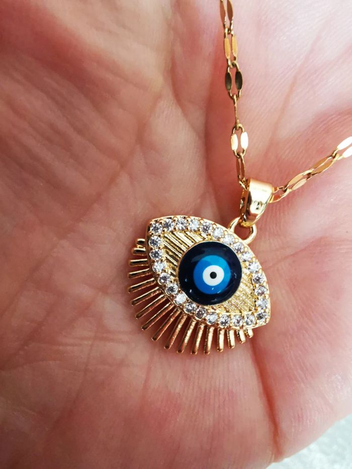 F61 Collier œil porte bonheur acier inoxydable ajustable - photo numéro 3