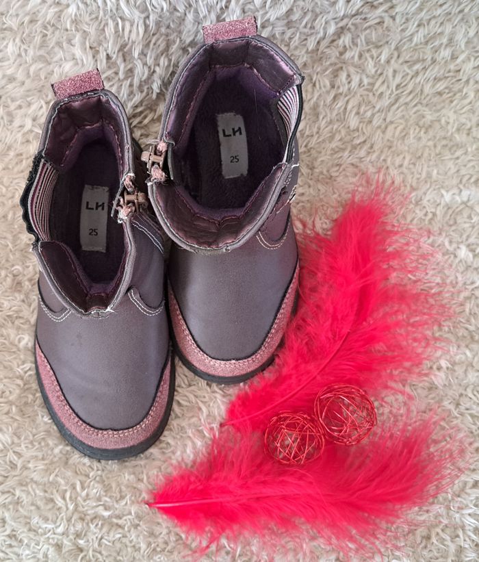 Bottines violettes et bordeaux La Halle pointure 25 - photo numéro 3