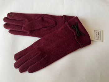 Gants tactiles en laine bordeaux taille M