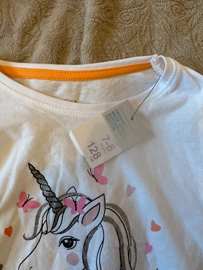 T-shirt blanc en coton manches longues imprimée à licorne fille 7-8 ans - photo numéro 11