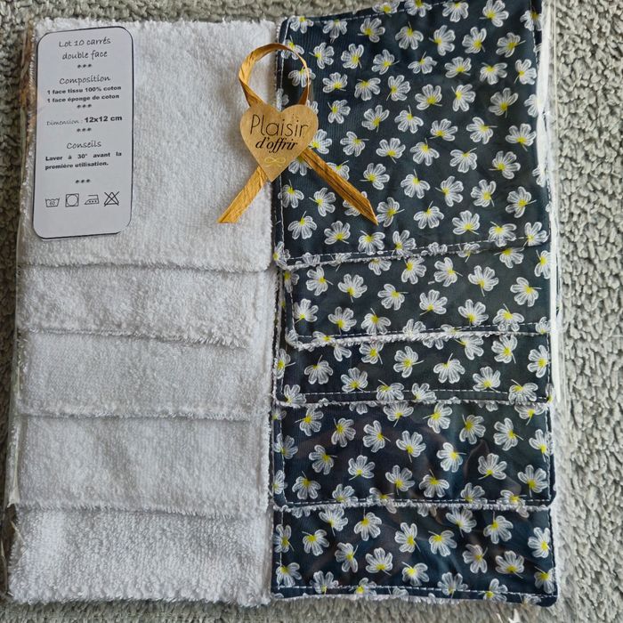 Lot 10 lingettes lavables 12x12 cm