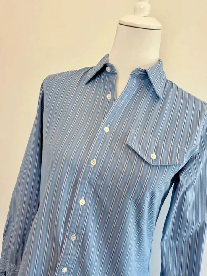 Chemise Ralph Lauren femme lignée bleue taille M parfait état - photo numéro 2