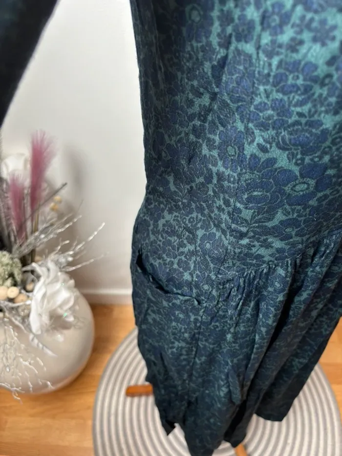 💙 Robe Monoprix mi-longue bleu marine et vert – T36 - photo numéro 9