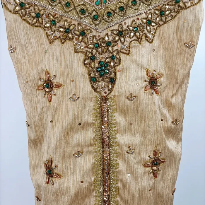 Tunique dorée brodée style indien sans manches perles strass taille estimée M A1346 - photo numéro 4