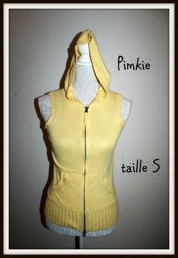 Gilet zippé sans manche à capuche jaune clair Pimkie taille S
