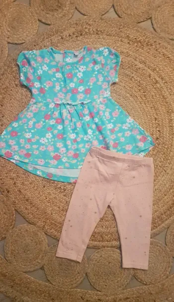 Ensemble fille à fleurs 12 mois