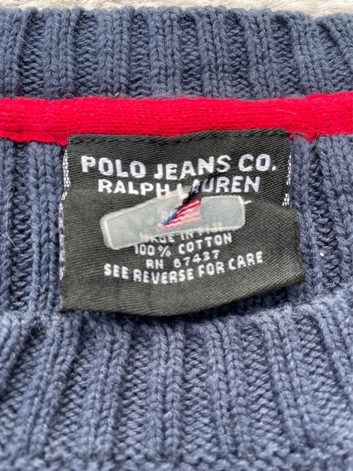 Pull Ralph Lauren Flag USA Bleu Marine Femme - L - photo numéro 2