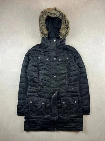 Trench / Manteau Barbour International - Hooded Puffer Tartan Black Streak w belt noir | Size M #59