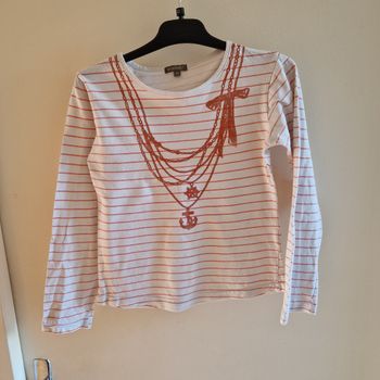 10 ans XXS tee-shirt rayé blanc et corail