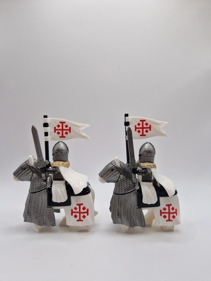 Figurines type lego 2 chevaliers templiers - photo numéro 2