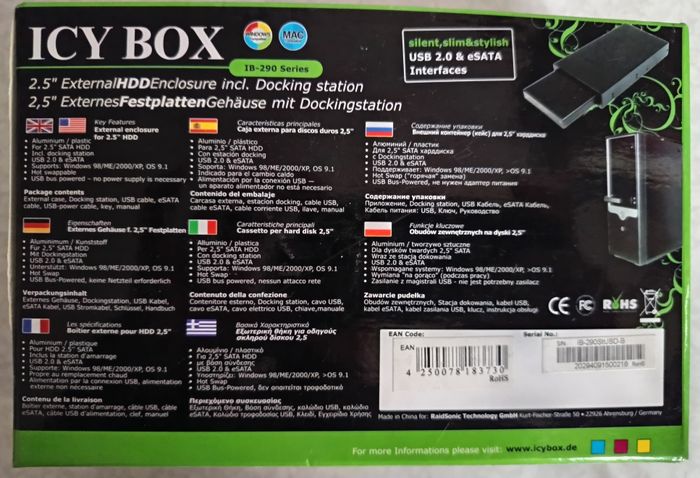 ICY BOX IB-290StUS-B Station d'accueil pour HDD 2.5" connexion USB2.0 et eSata - photo numéro 2